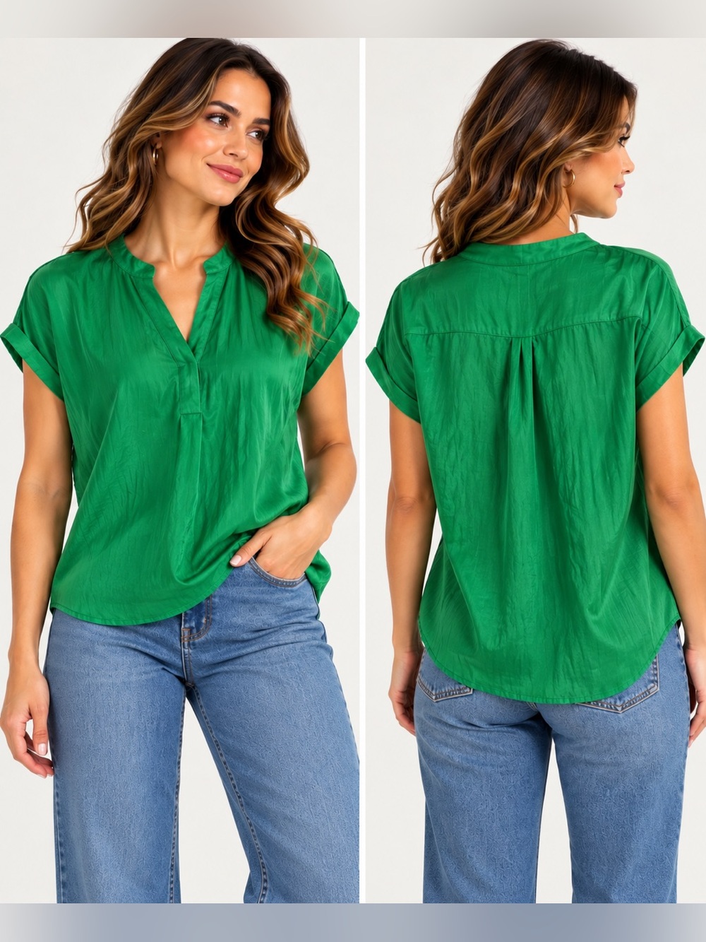 Hilary Radley classic green blouse size small